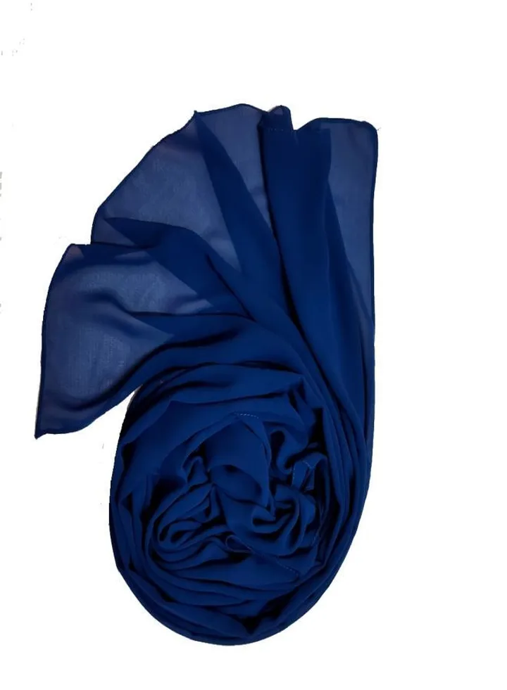 Long Chiffon Crepe Scarf - Royal Blue Color