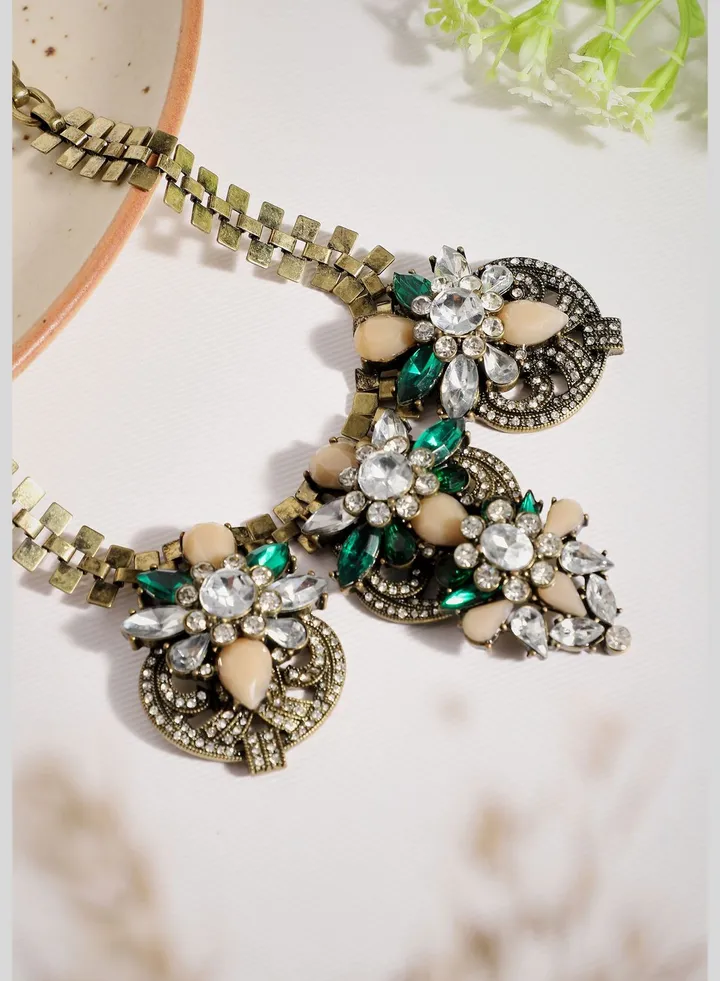 Gold Plated Designer Stone Party Necklace For Women