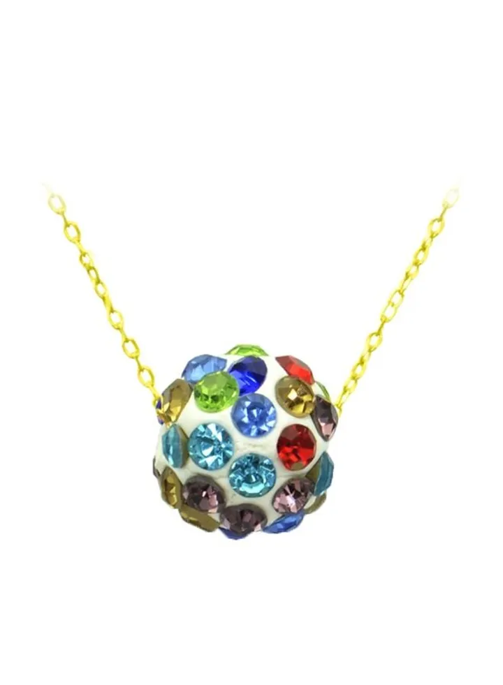 18 Karat Gold Crystal Ball Pendant Necklace