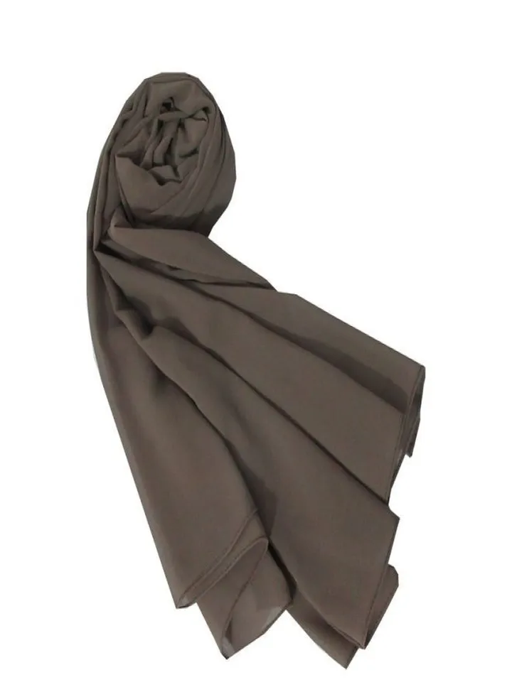 Long Chiffon Crepe Scarf - Powder Gray Color
