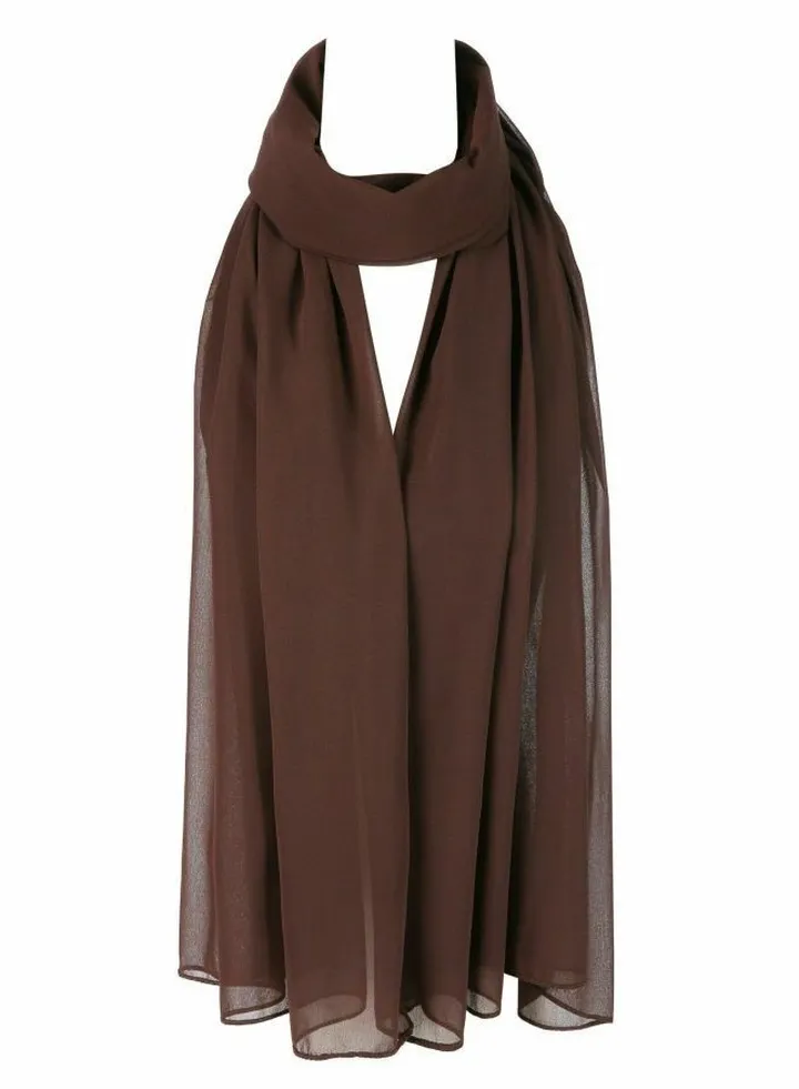 Big Chiffon Crepe Scarf Solid - Brown
