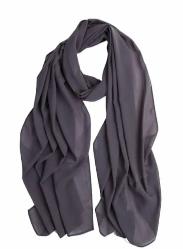 Big Scarf Crepe Solid - Dark Grey Color - From Fatah