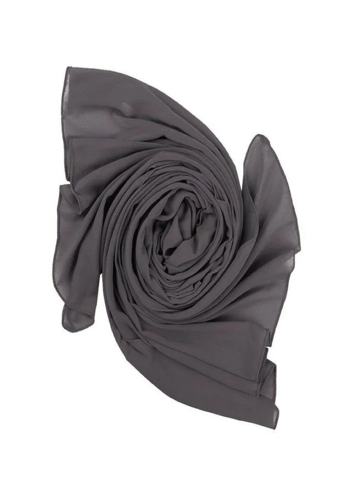 Scarf Chiffon Crepe High-Quality - Dark Grey Color - From Fatah