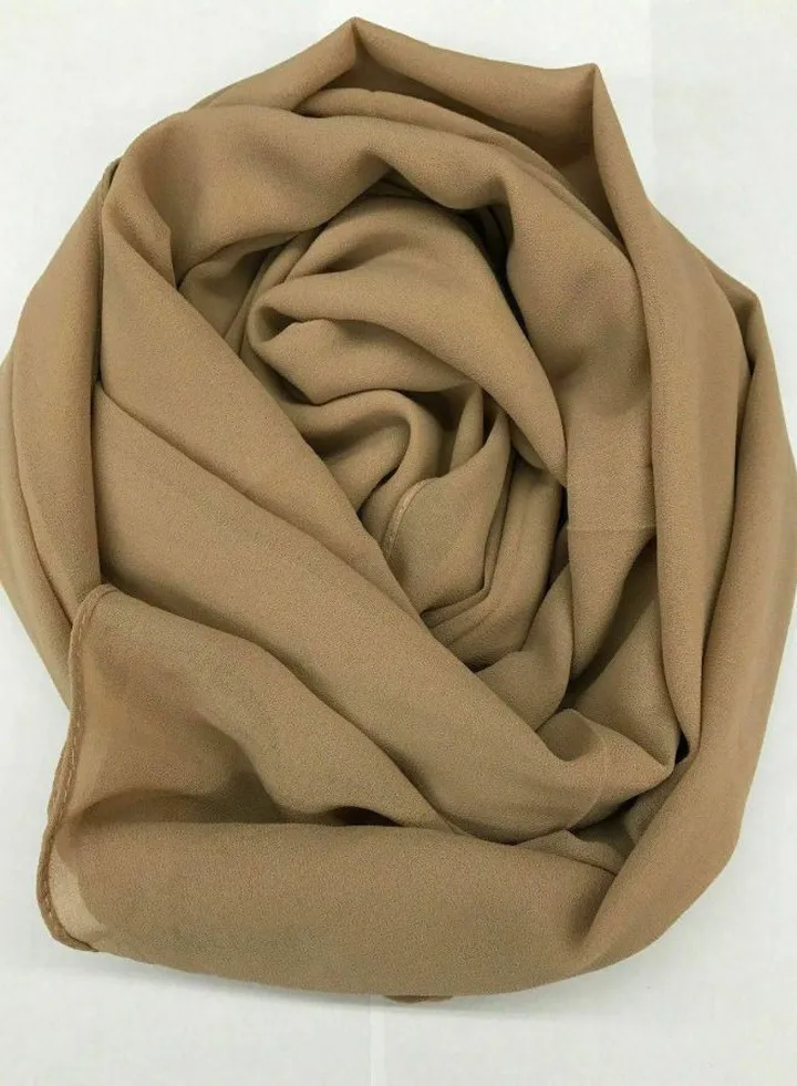 Big Chiffon Crepe Scarf Solid - Beige - From Fatah