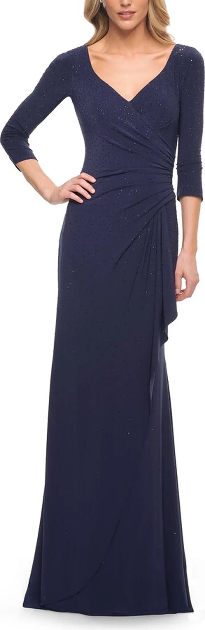 Ruching and Ruffle Detail Elegant Jersey Dress
