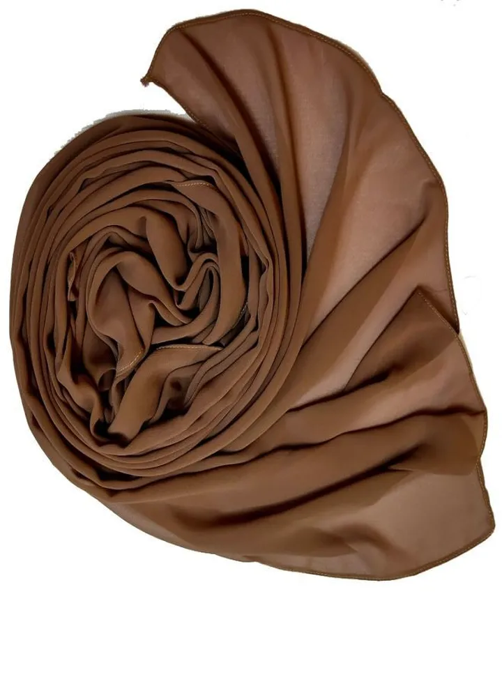 Long Chiffon Crepe Scarf - Dark Honey Color