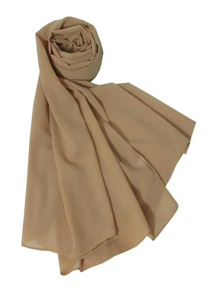 Big Chiffon Crepe Scarf Solid - Beige - From Fatah