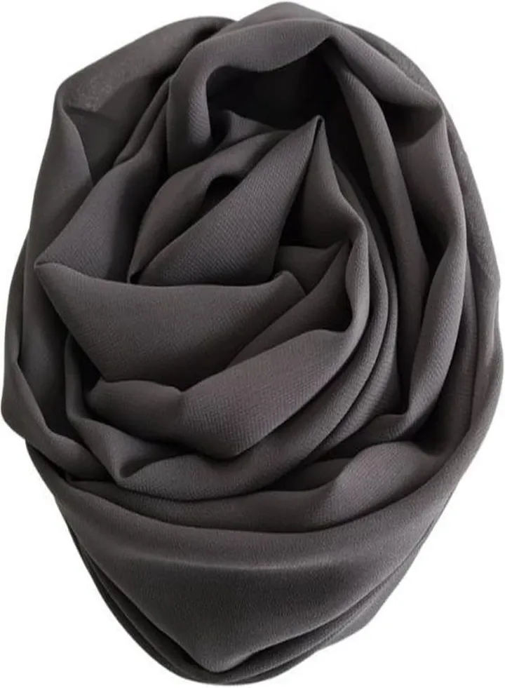 Long Chiffon Crepe Scarf - Dark Gray Color