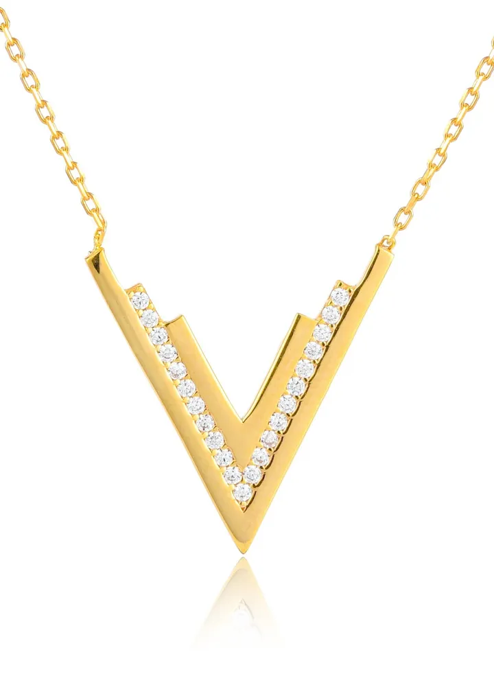 22k Gold V-Shaped Necklace 