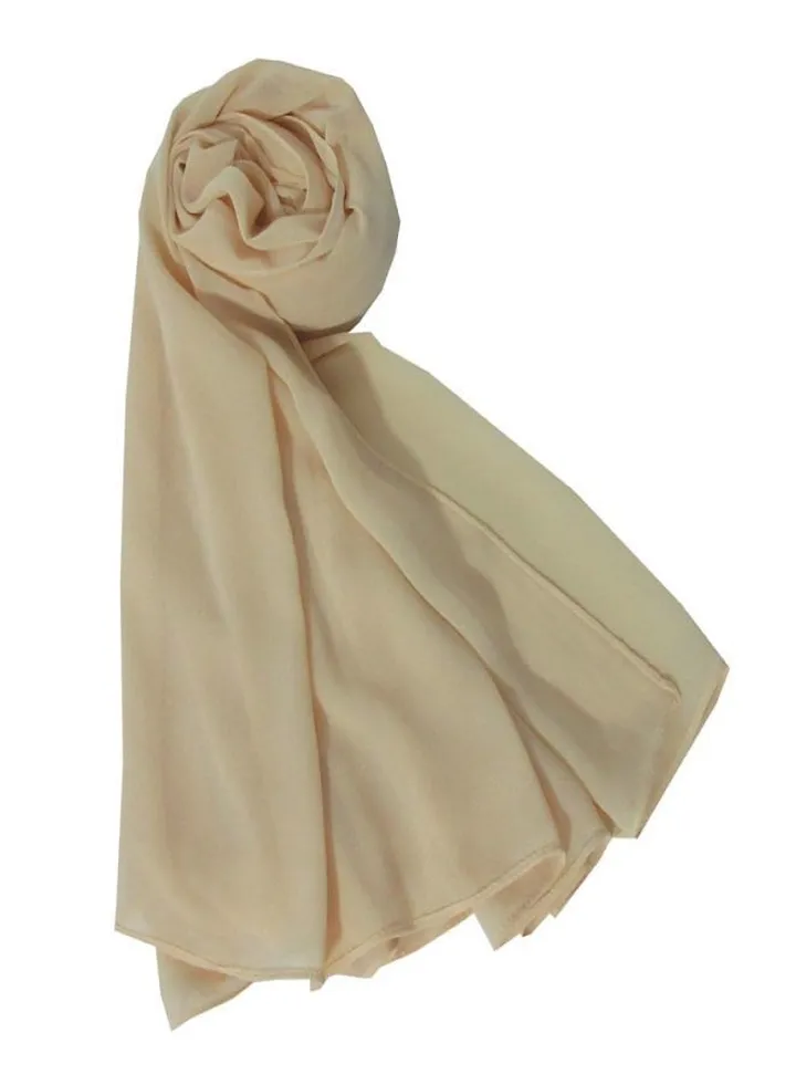 Scarf Chiffon Crepe Solid - Beige From Fatah