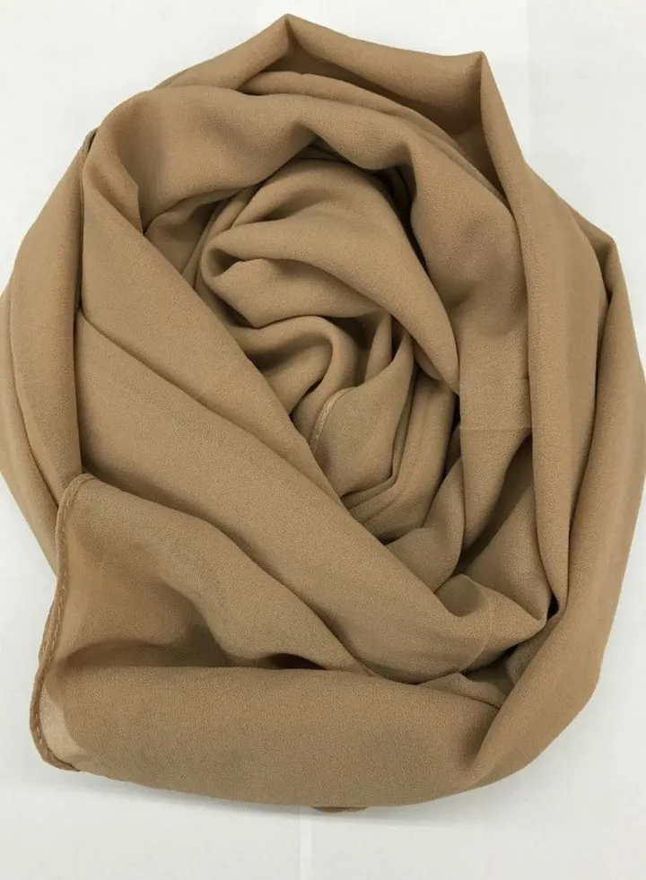Long Chiffon Crepe Scarf - Light Beige