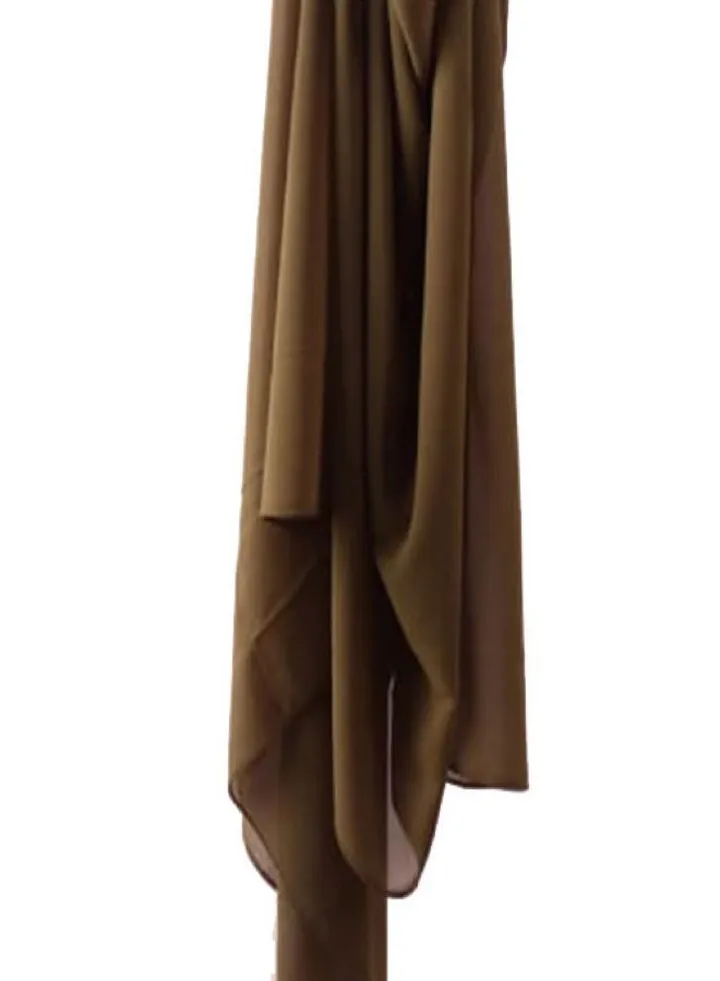 Long Chiffon Crepe Scarf - Coffee Brown Color