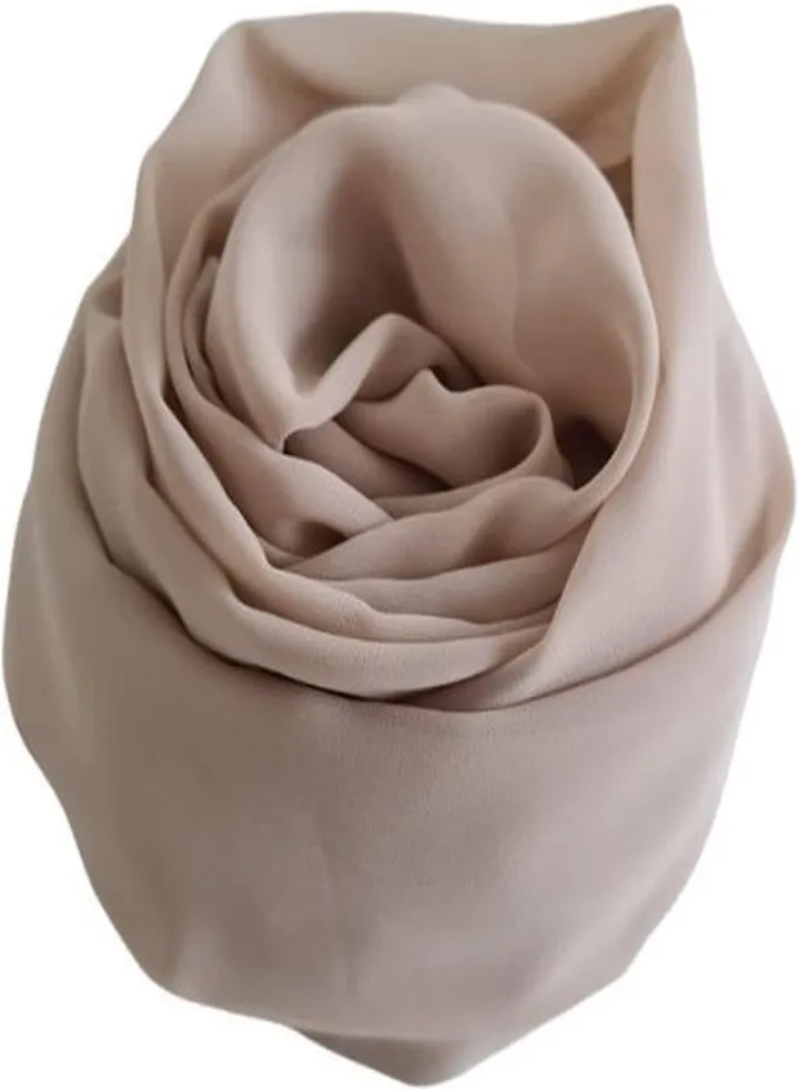 Long Chiffon Crepe Scarf - Color Beige Powder