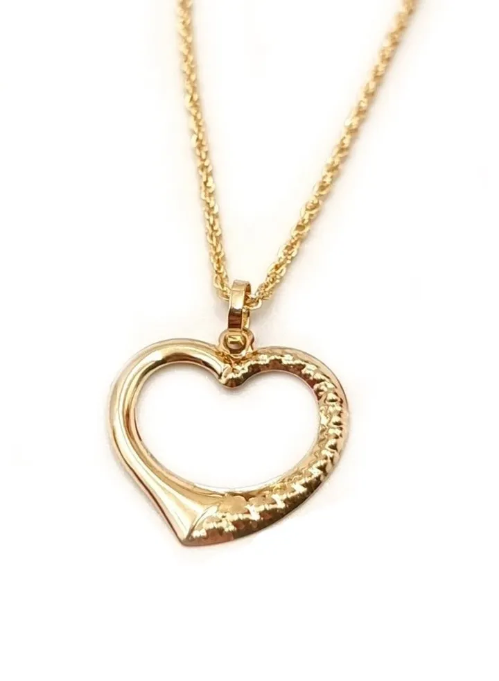 18K Pure Gold Heart Necklace For Women