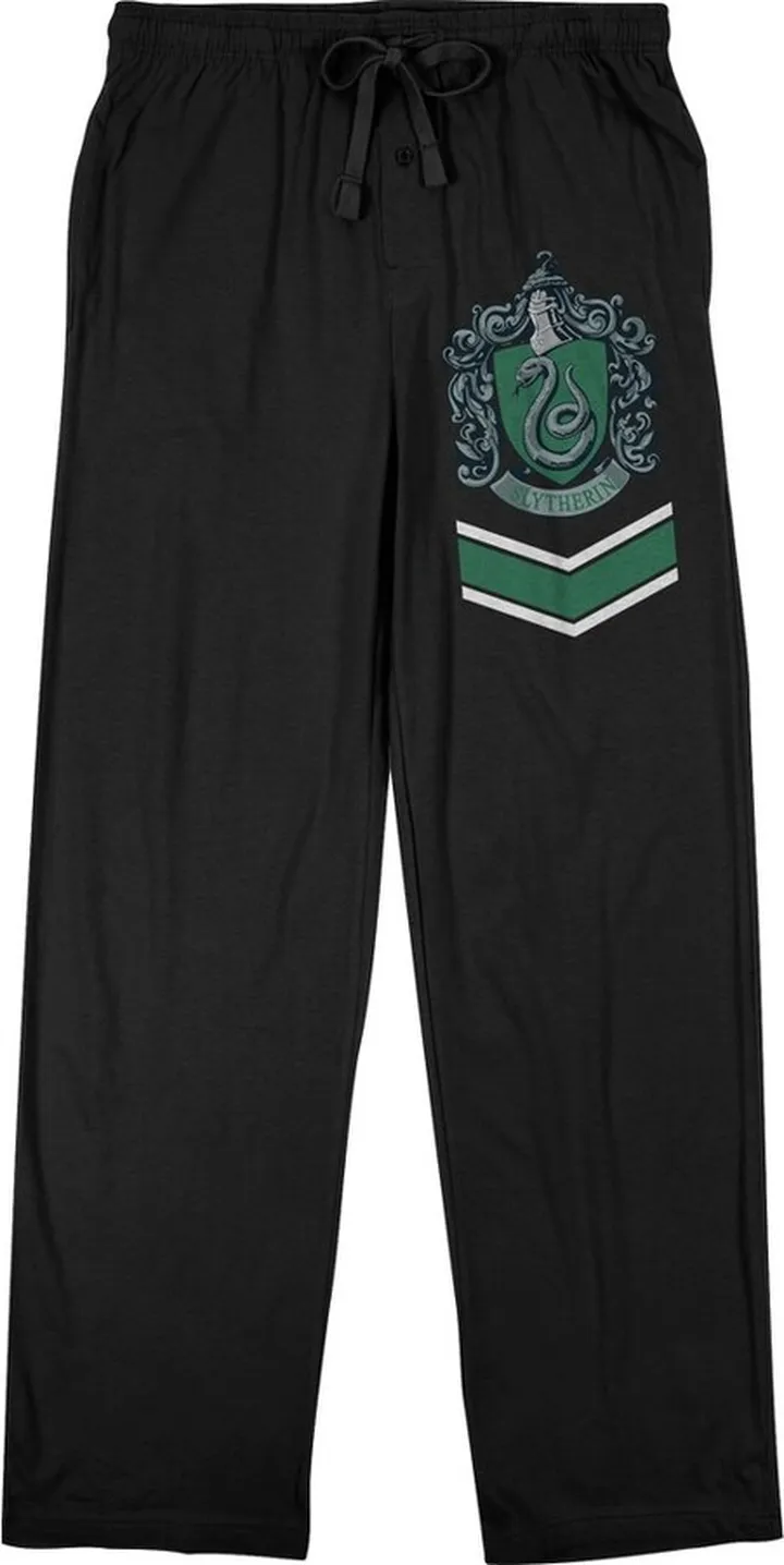 Harry Potter Hogwarts Men's Slytherin House Crest Black Sleep Pajama Pants-Large