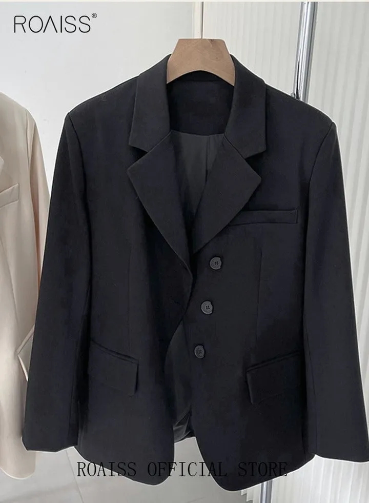 Women's White Suits Long Sleeve Blazer Office Women's Wear Thin Casual Design Women's Blazers Lapel Long Sleeve Button Casual Business Jacket