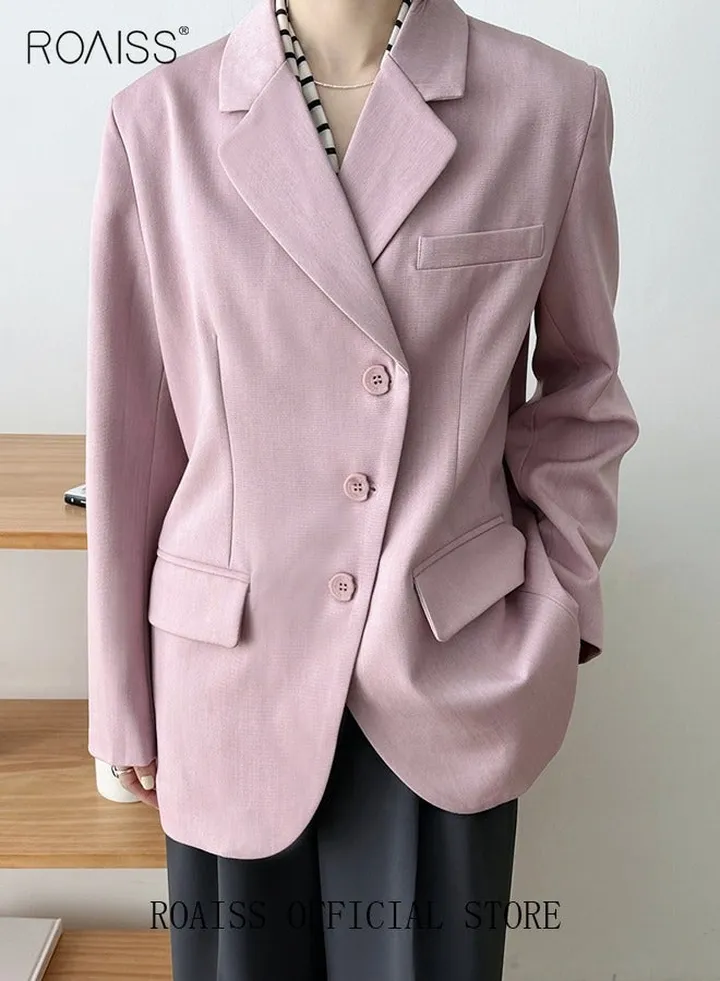 Women's White Suits Long Sleeve Blazer Office Women's Wear Thin Casual Design Women's Blazers Lapel Long Sleeve Button Casual Business Jacket