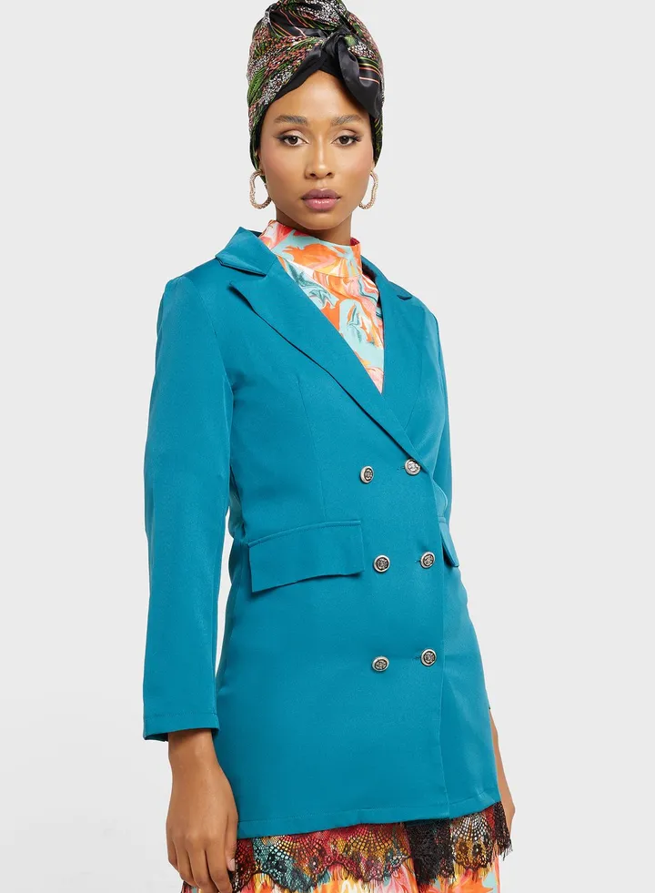 Double Breasted Lapel Blazer