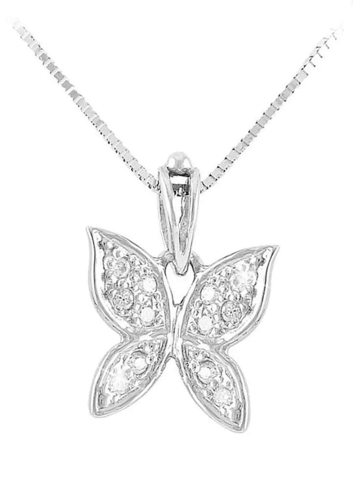 18 Karat White Gold Butterfly Diamond Necklace