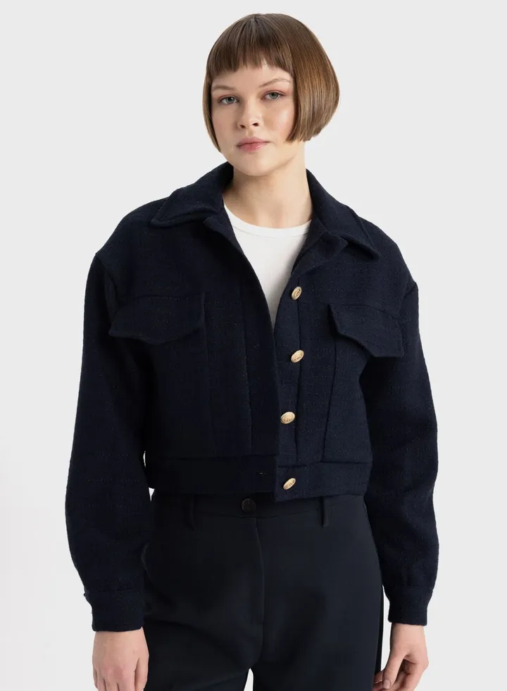 Bomber Shirt Collar Blazer