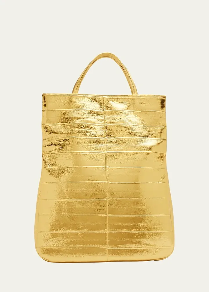 Everett Tote Bag in Metallic Leather