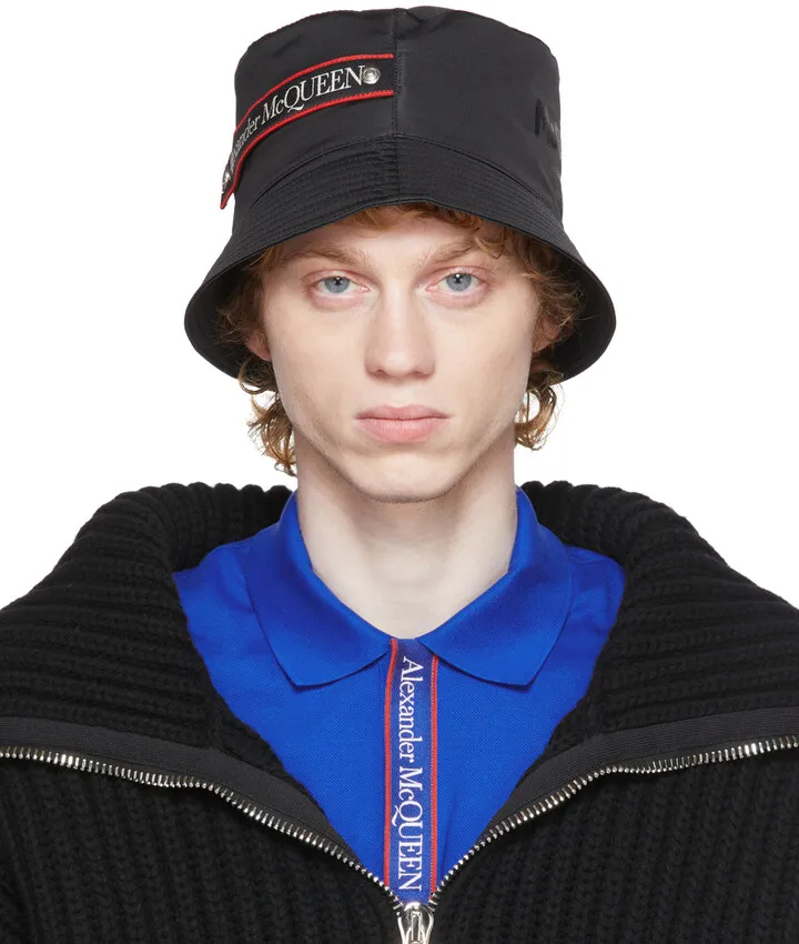 Alexander McQueen Black Graffiti Logo Bucket Hat