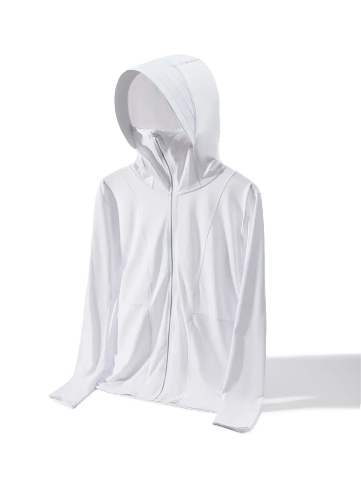 Women'sHigh Elastic Breathable UV Resistant Sunscreen Clothing White