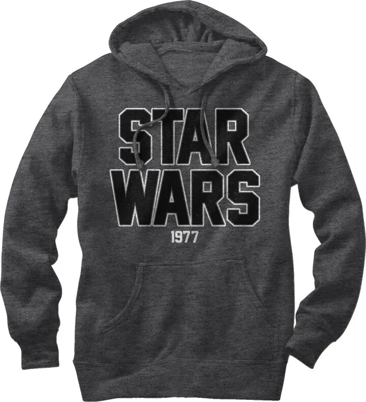 Men's Star Wars Bold Logo 1977 Pull Over Hoodie - Charcoal Heather - Small