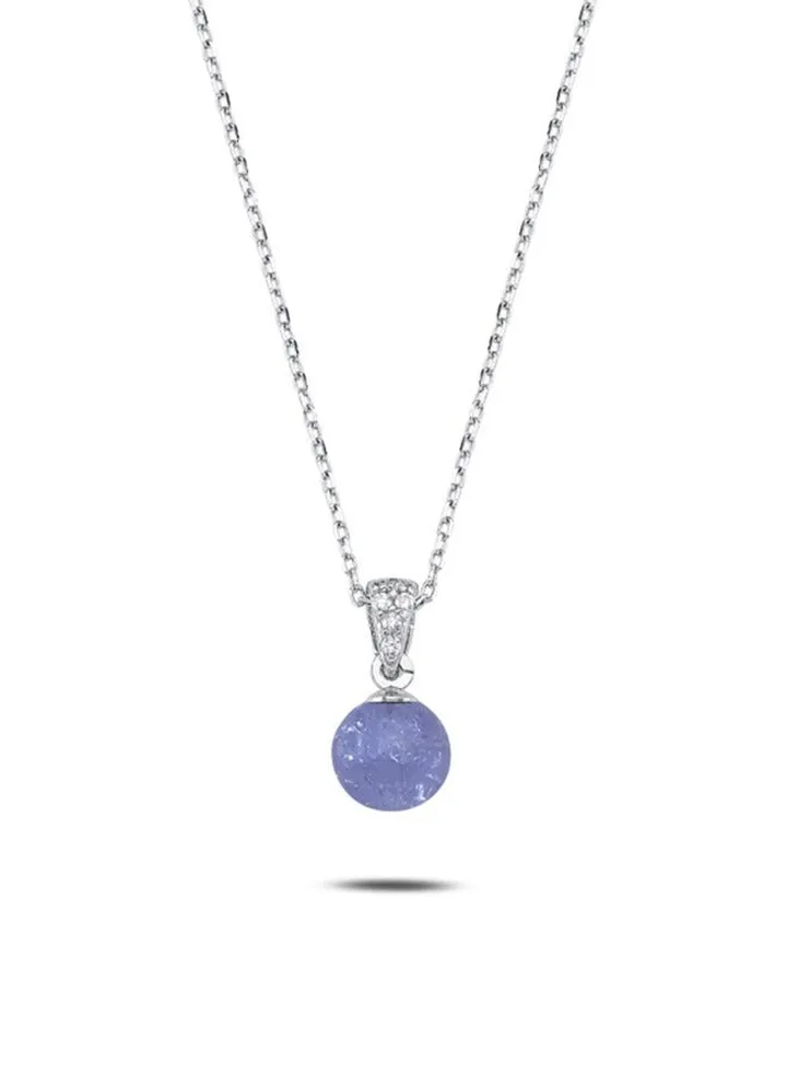 925 Sterling Silver Jewelry Rhodium Plated Purple Ball Necklace 100% Precious Metal Gift for Women- Emnon49NE