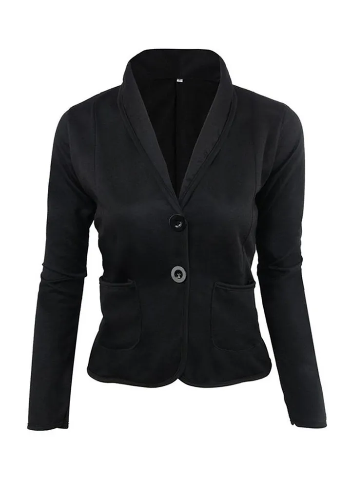Autumn Winter Long Sleeve Blazer Black