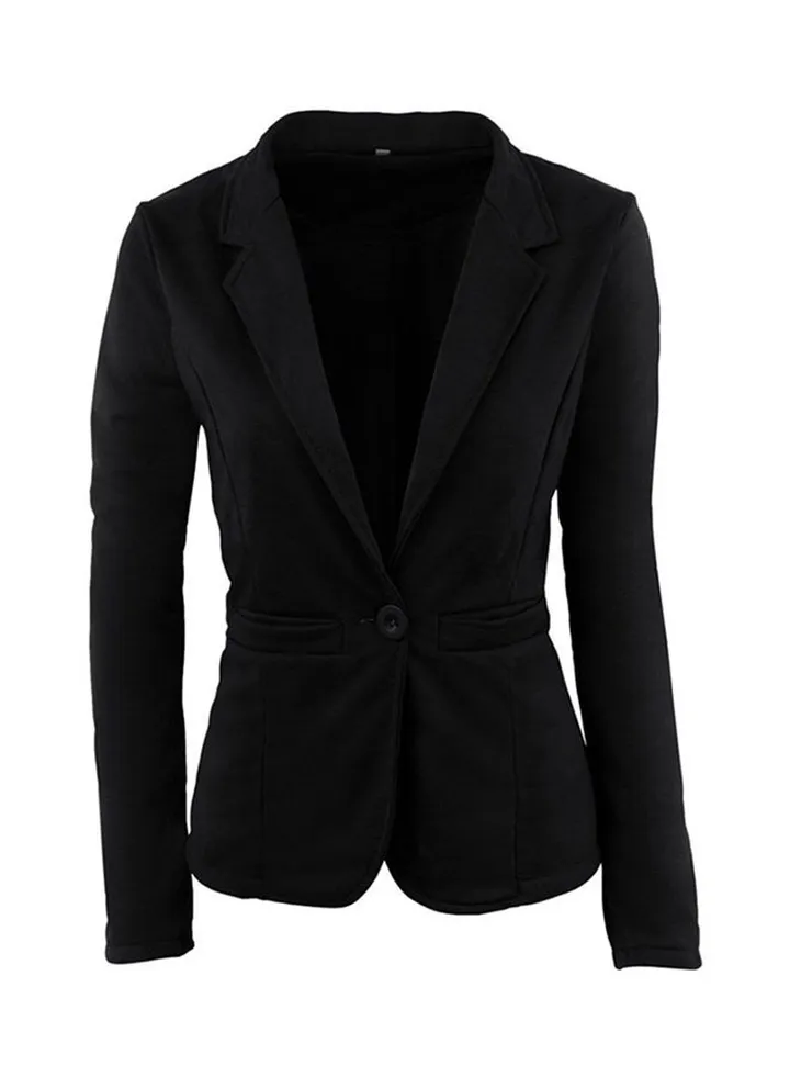 Slim-Cut Long Sleeve Blazer Black