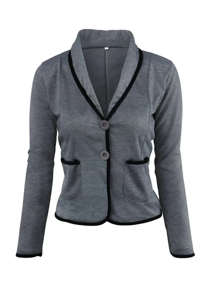 Autumn Winter Long Sleeve Blazer Dark Grey