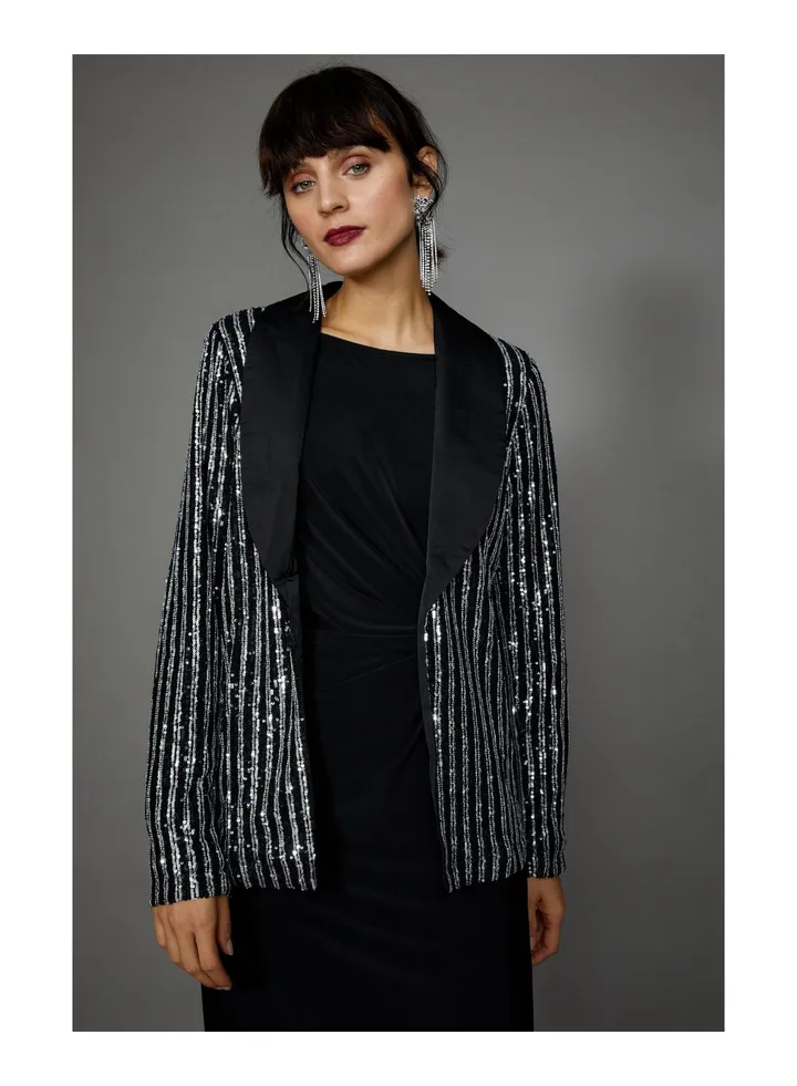 Sequin Stripe Blazer