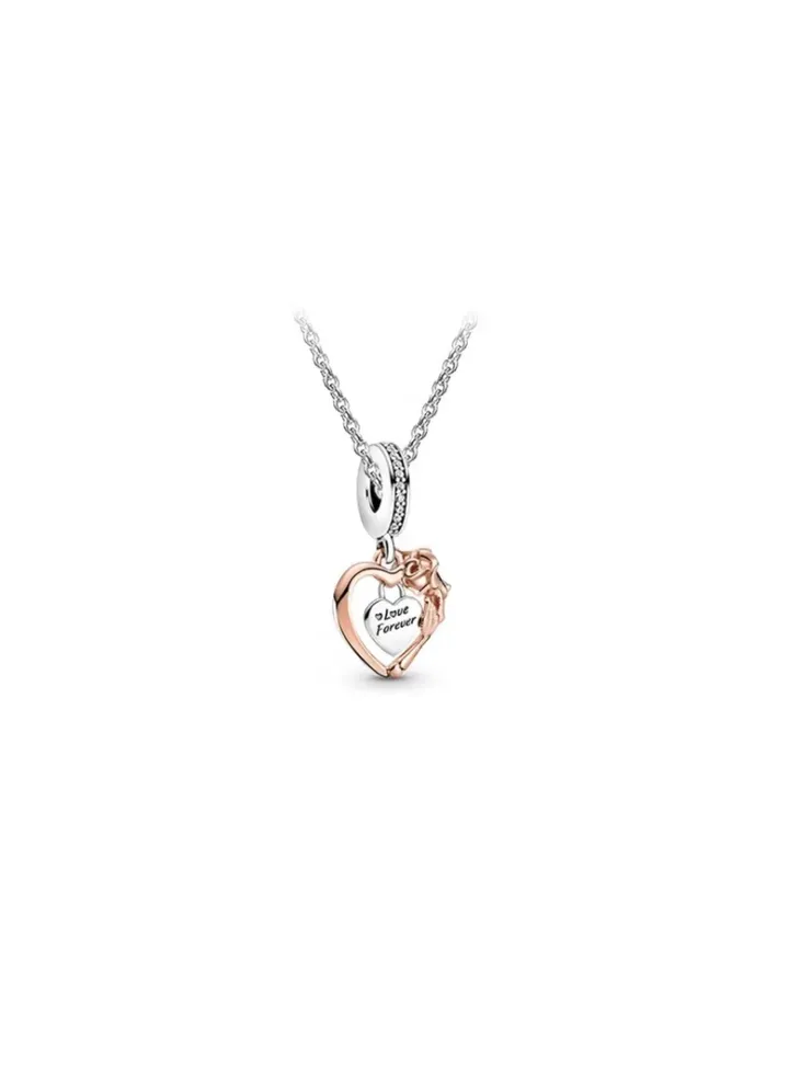 Pandora heart and rose necklace