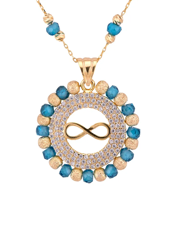 Blue Infinity 18k Gold Plated Silver Necklace