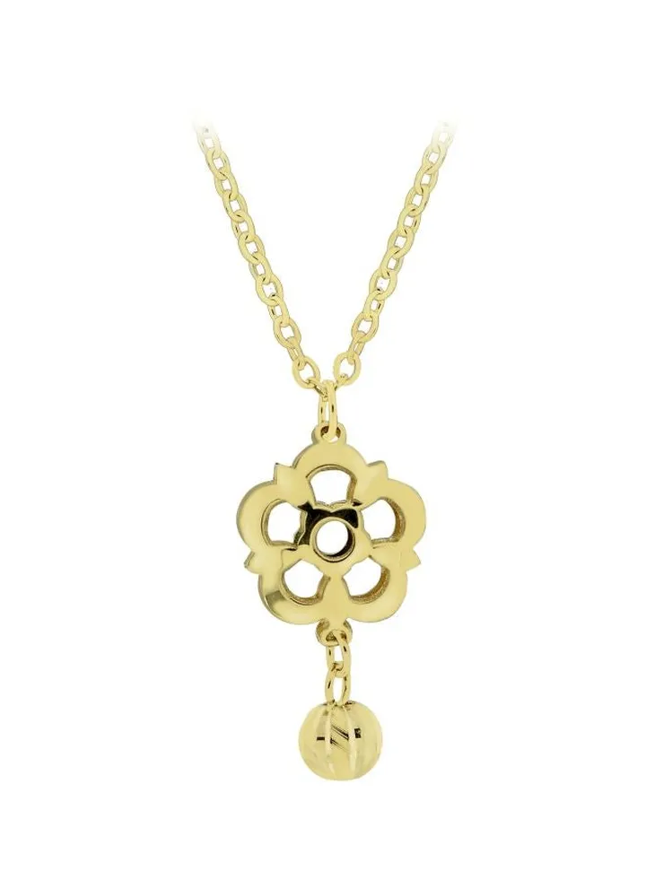 18 Karat Gold Necklace With Flower Pendant
