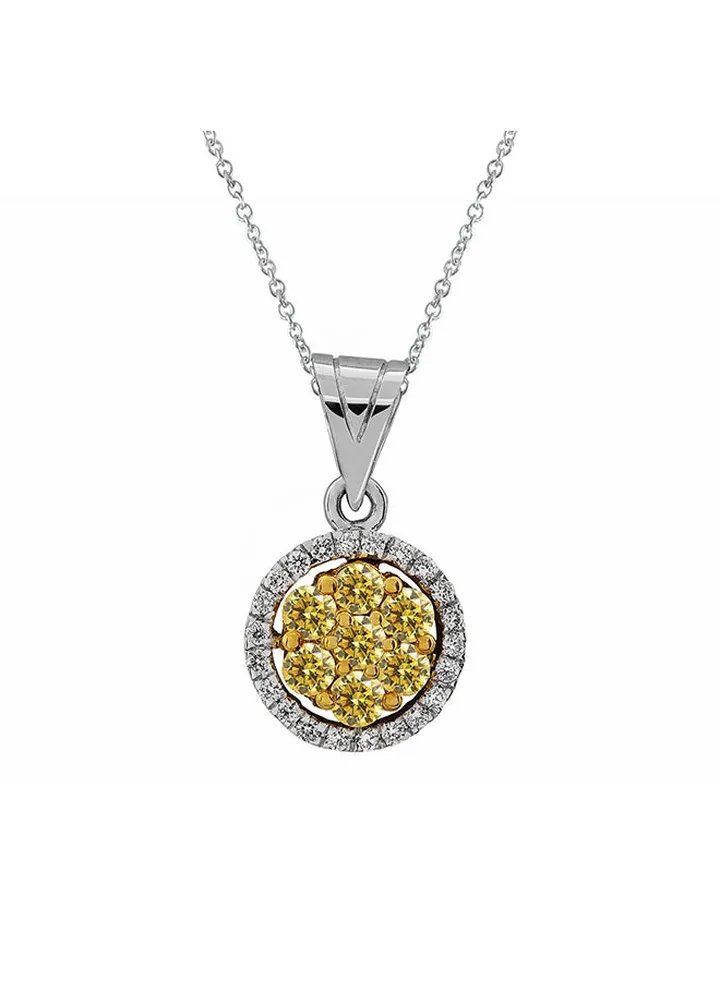 18 Karat White Gold And Diamond Floral Pendant