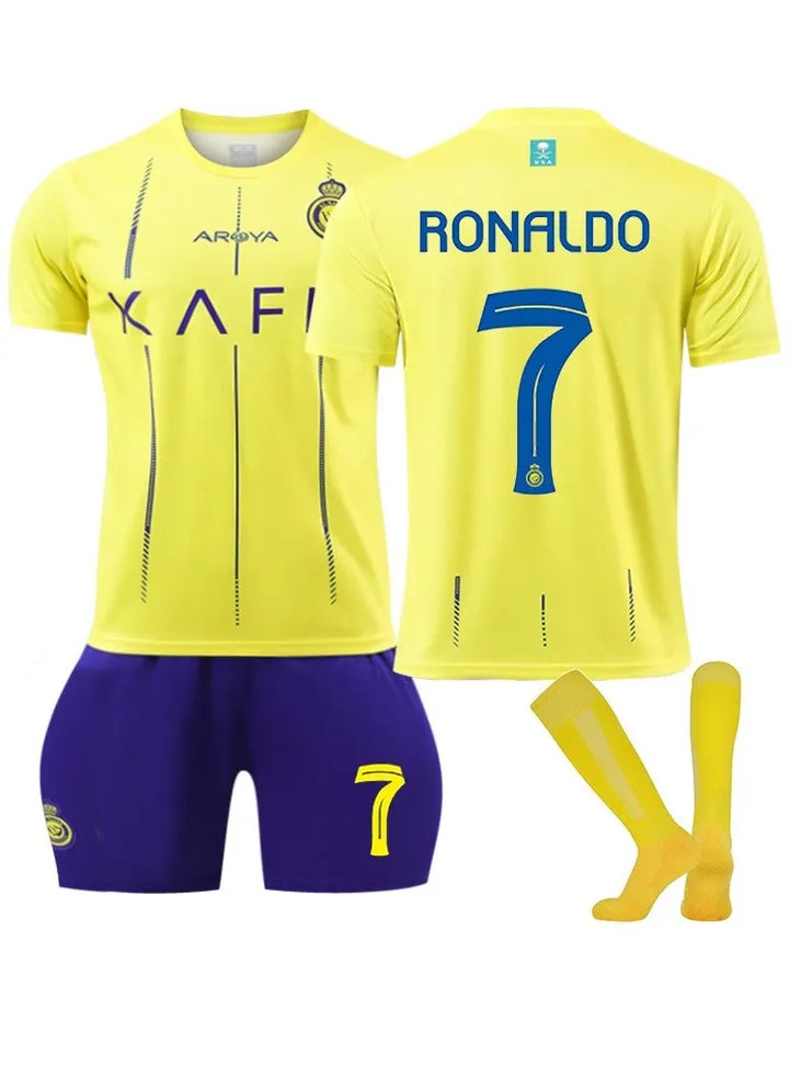 Football Jersey Set for Kids Boys Girls Football Jersey Kit Children Football Uniforms Short-sleeved Football Shirts With Socks Sportswear (E)