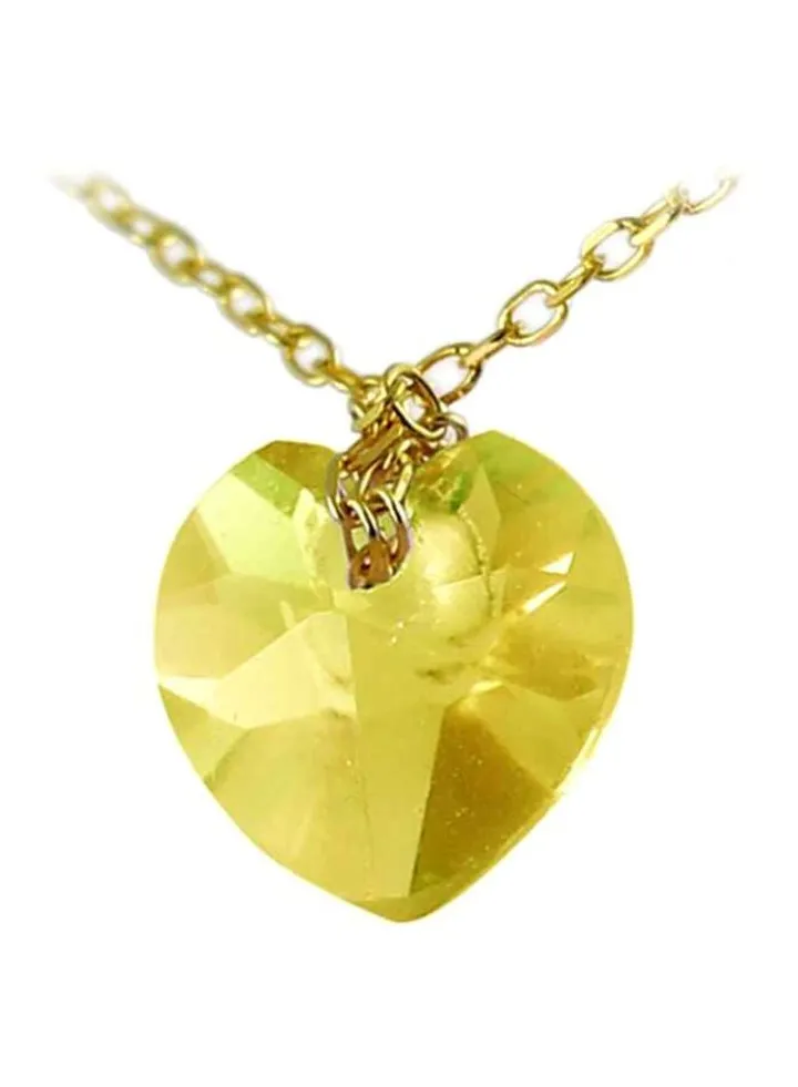 18 Karat Gold Heart Pendant Citrine Necklace