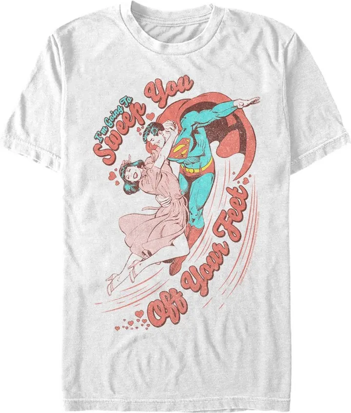 Men's Superman Valentine's Day Sweep You Off Your Feet T-Shirt - White - 3X Large