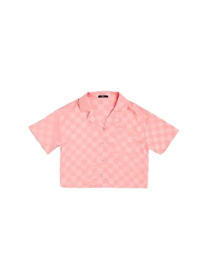Girls Satin Checkered Shirt (Kids)
