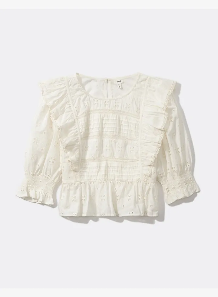 Aerie Ruffle Eyelet Top