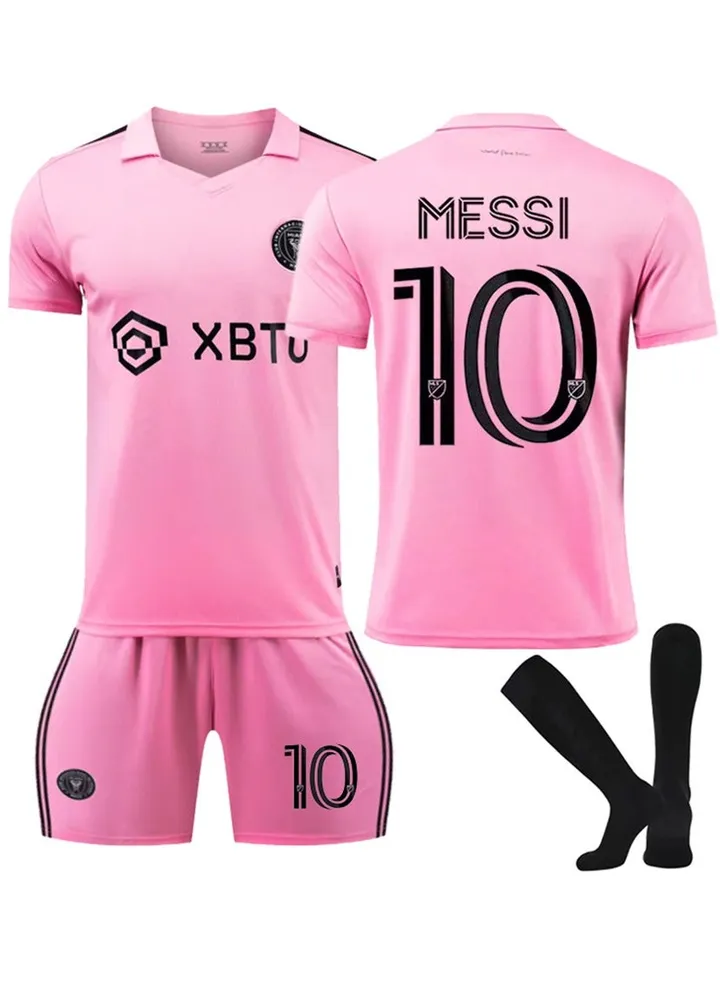 Football Jersey Set for Kids Boys Girls Football Jersey Kit Children Football Uniforms Short-sleeved Football Shirts With Socks Sportswear (A)