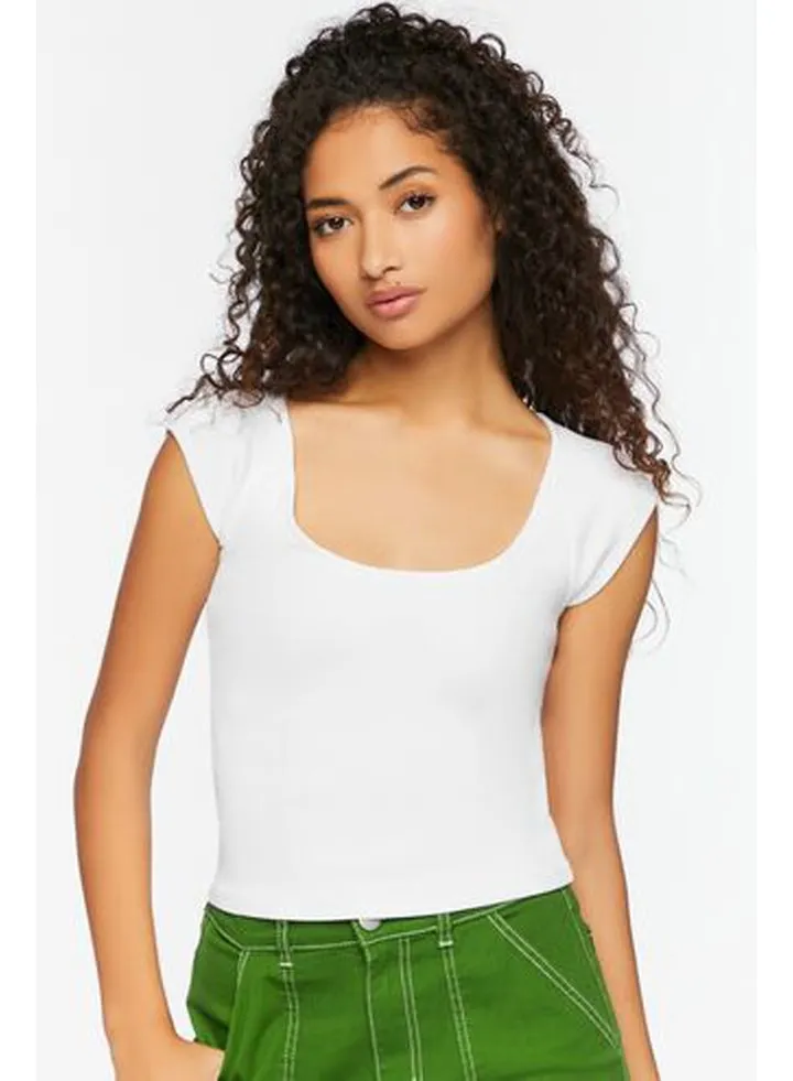 Ribbed Cap Sleeve Crop Top