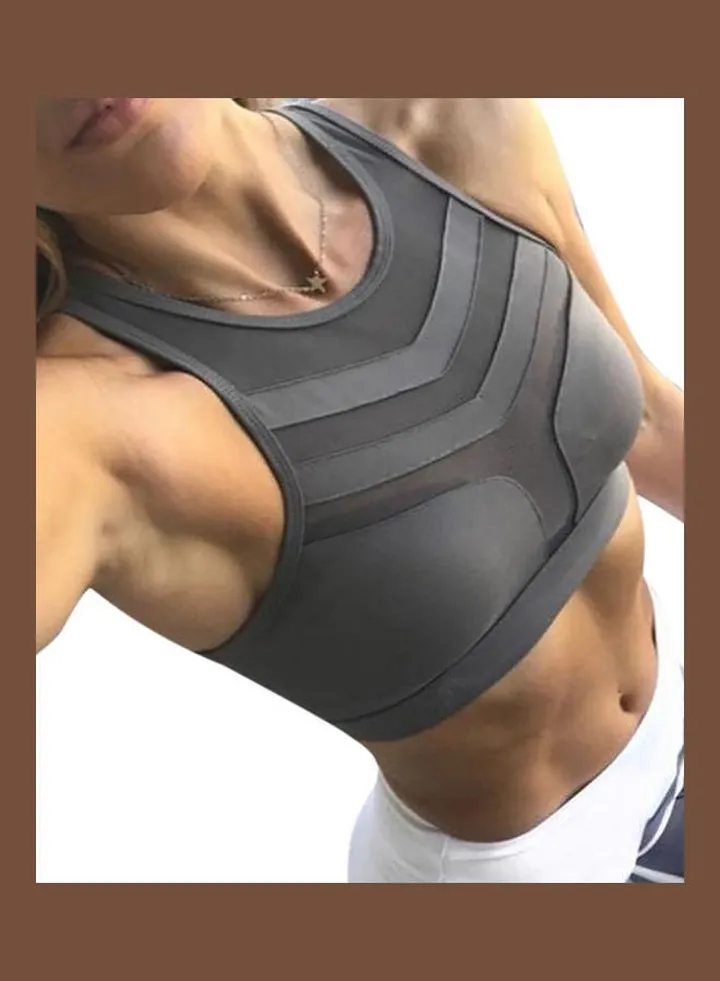 Workout Yoga Sport Breathable Stretch Sleeveless Vest Tank Top Grey
