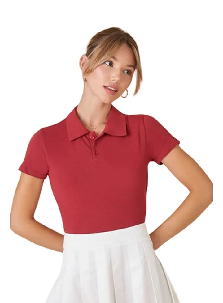 Cropped Jersey-Knit Polo Shirt