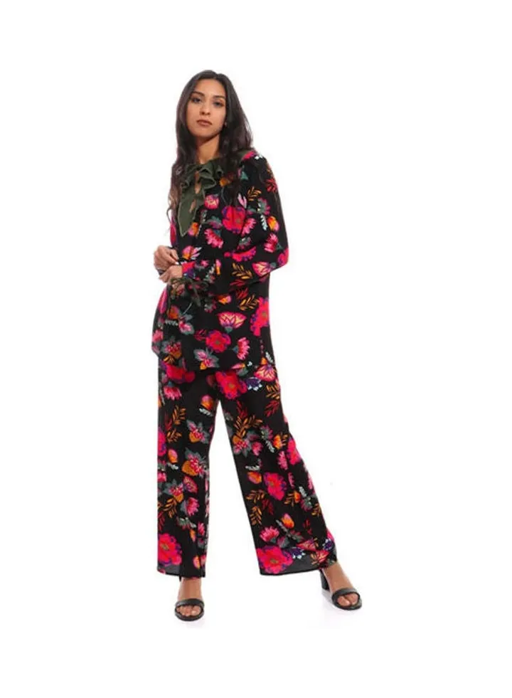 Casual Printed Blouse For Women Black