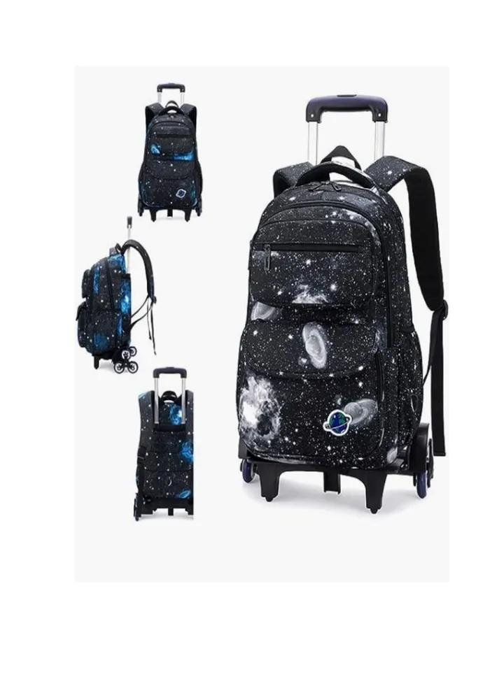 Kids Rolling Backpacks Fashion Printed Trolley School Bags Large Capacity Wheeled Kids' Luggage Bag for Elementary Boys Girls Schoolbag