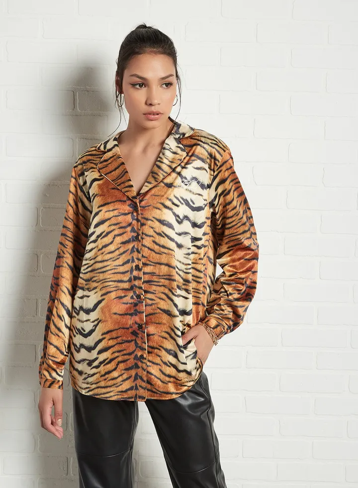 Printed Long Sleeve Shirt Tiger