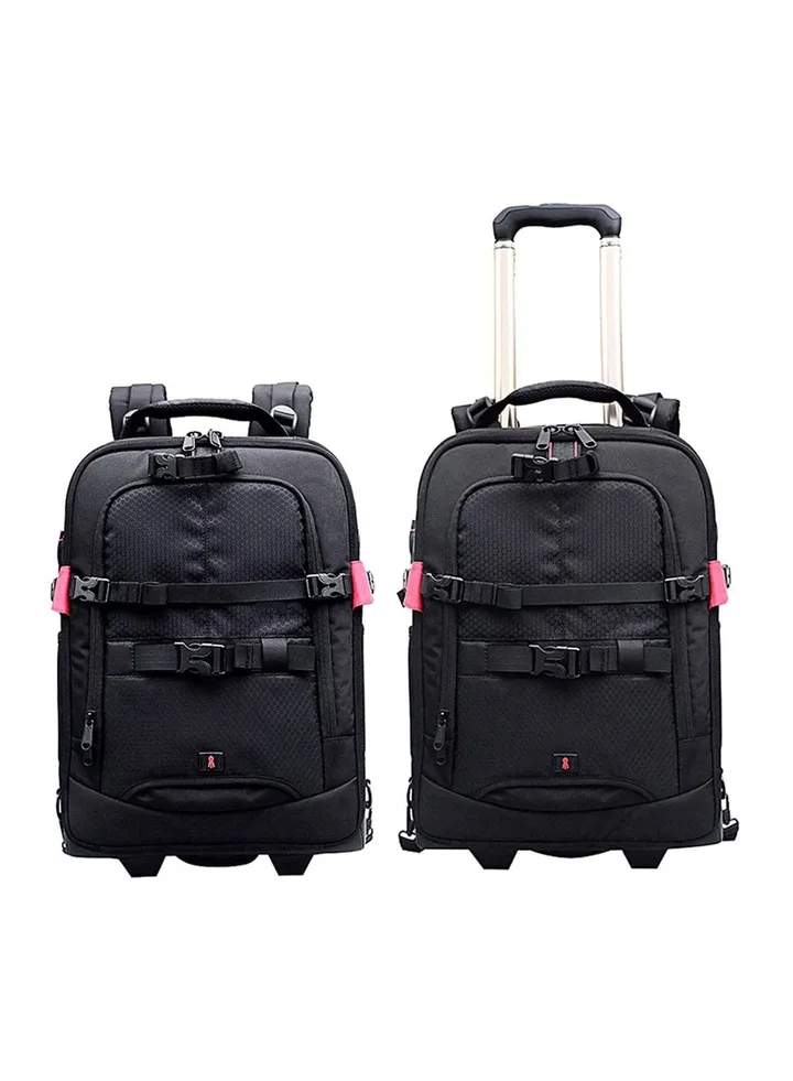 COOPIC BP-50 Professional DSLR Camera Trolley back bag pack for Camera Tripod Flash Light Lens Laptop for Air Travelling (Black)